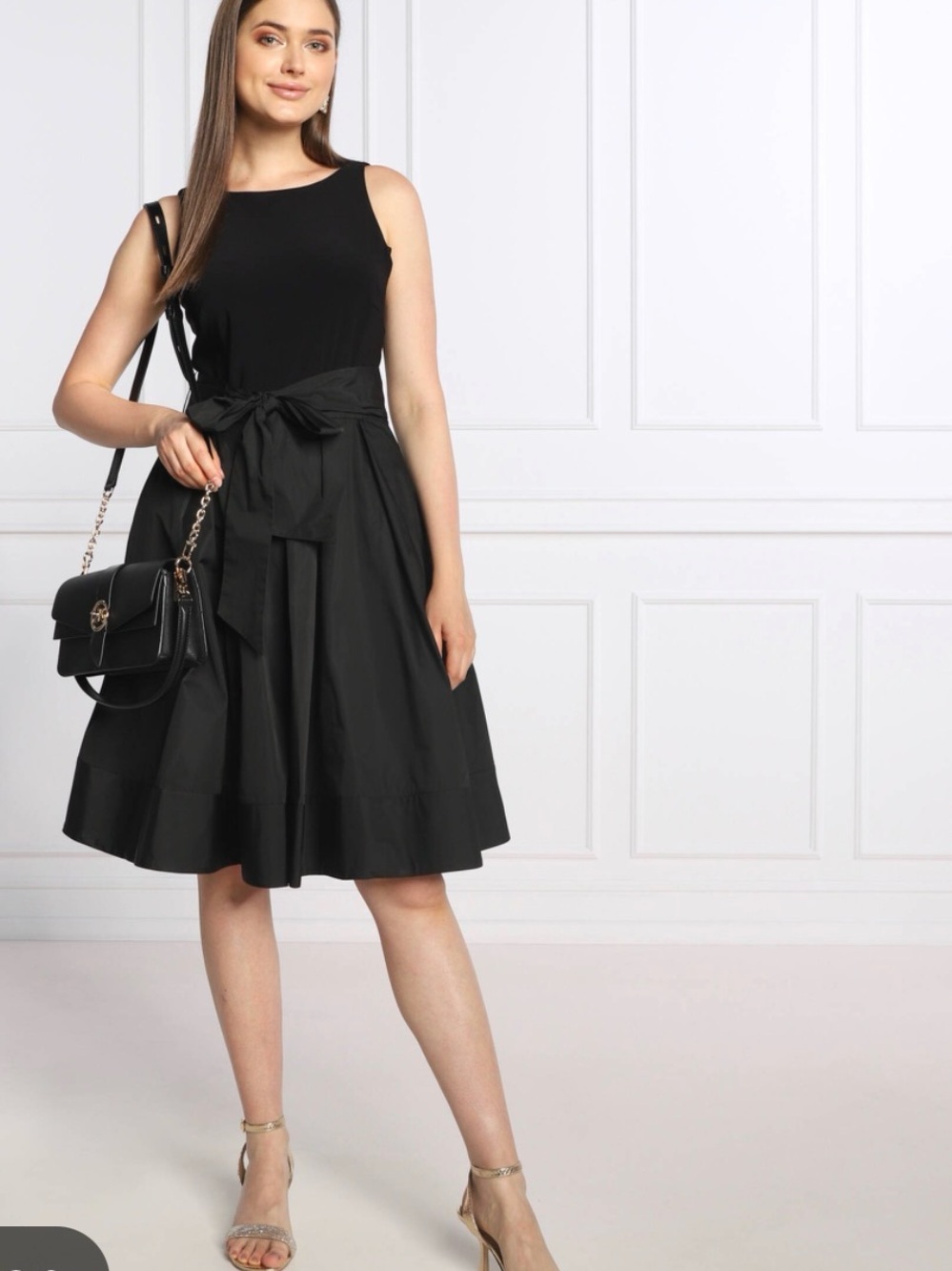 Lauren Ralph Lauren Yuri Elegant Black Tie-Waist Sleeveless Dress